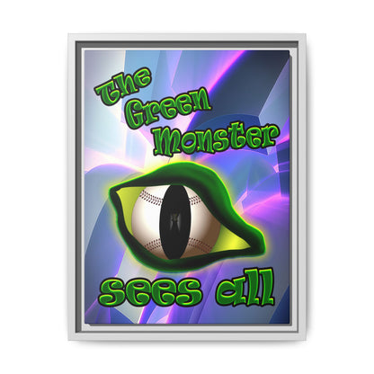 green monster - framed canvas art (grey-pink wave)