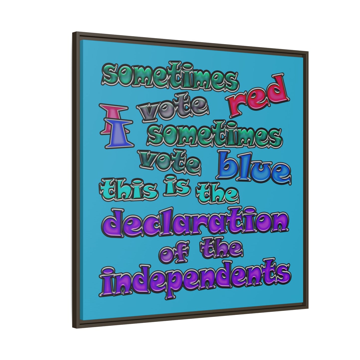 declaration of the independents - framed canvas art (turquoise)
