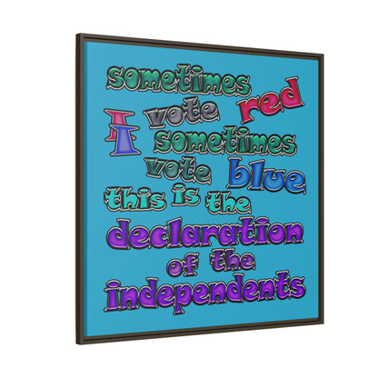 declaration of the independents - framed canvas art (turquoise)