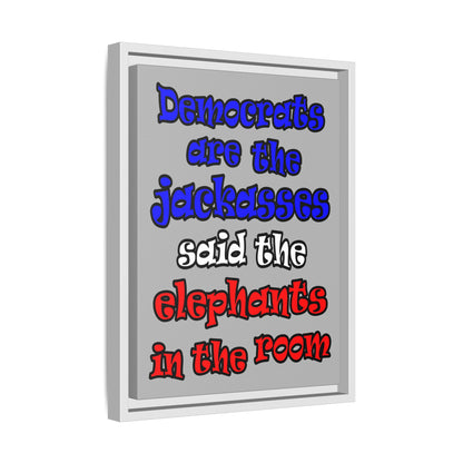 donkeys and elephants - framed canvas art (light grey)