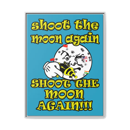 shoot the moon again - framed canvas art (turquoise)