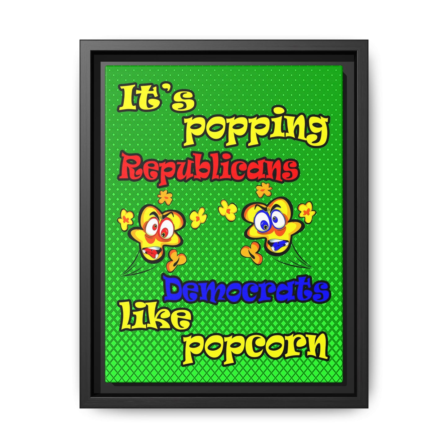 popping like popcorn - framed canvas art (logo green)