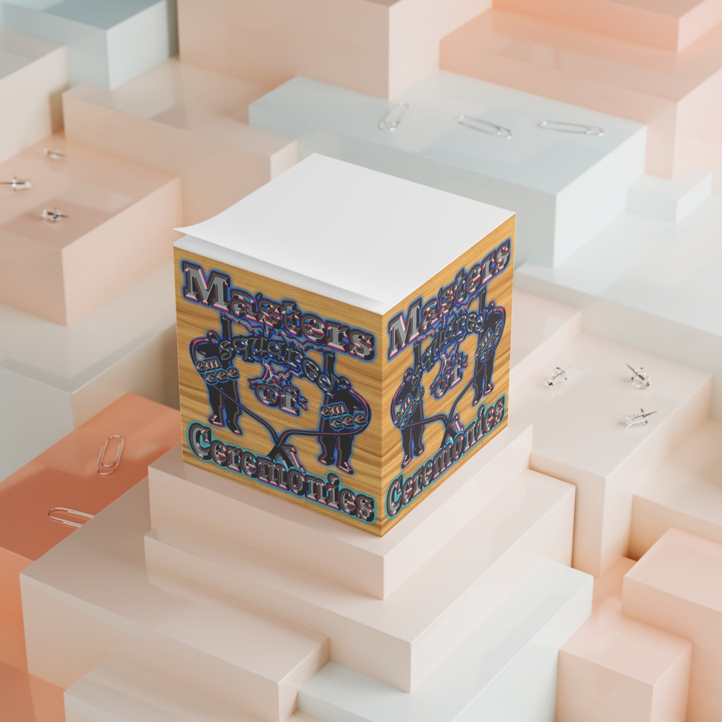 em cee squared - note cube (butterscotch wood finish)
