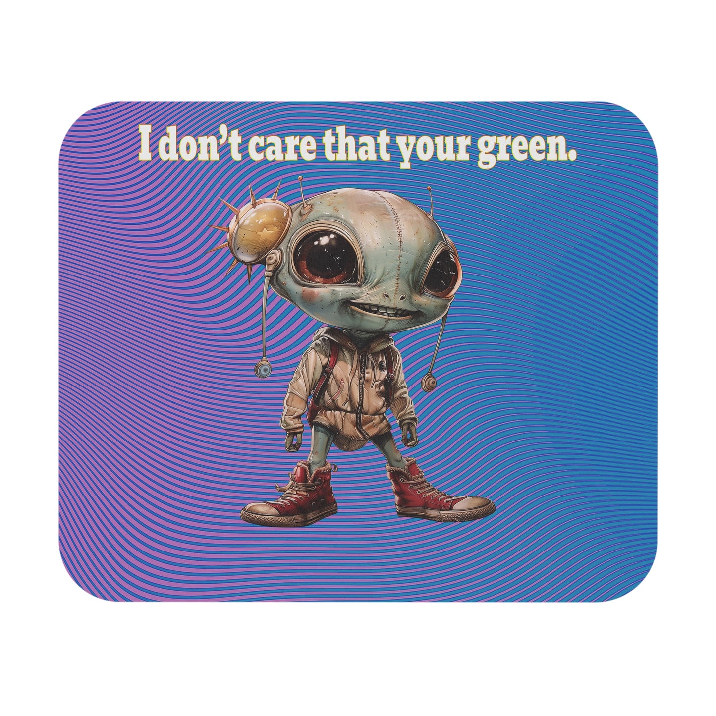 I don't care that your green - Mouse Pad (Rectangle) (light blue-purple wave)