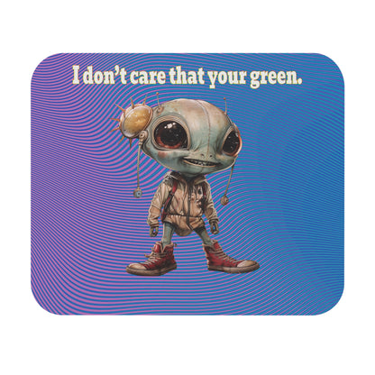 I don't care that your green - Mouse Pad (Rectangle) (light blue-purple wave)