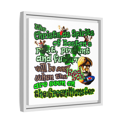 christmas spirits of boston - framed canvas art (white)