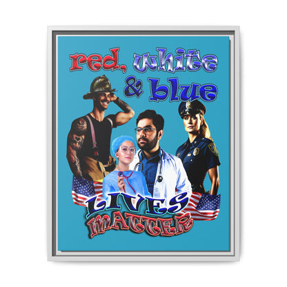 rw&b lives matter - framed canvas art (turquoise)