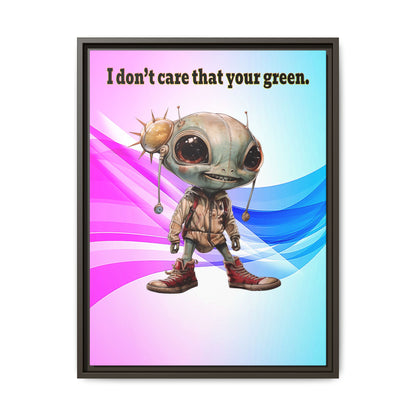 I don't care that your green - framed canvas art (light blue-pink wave)