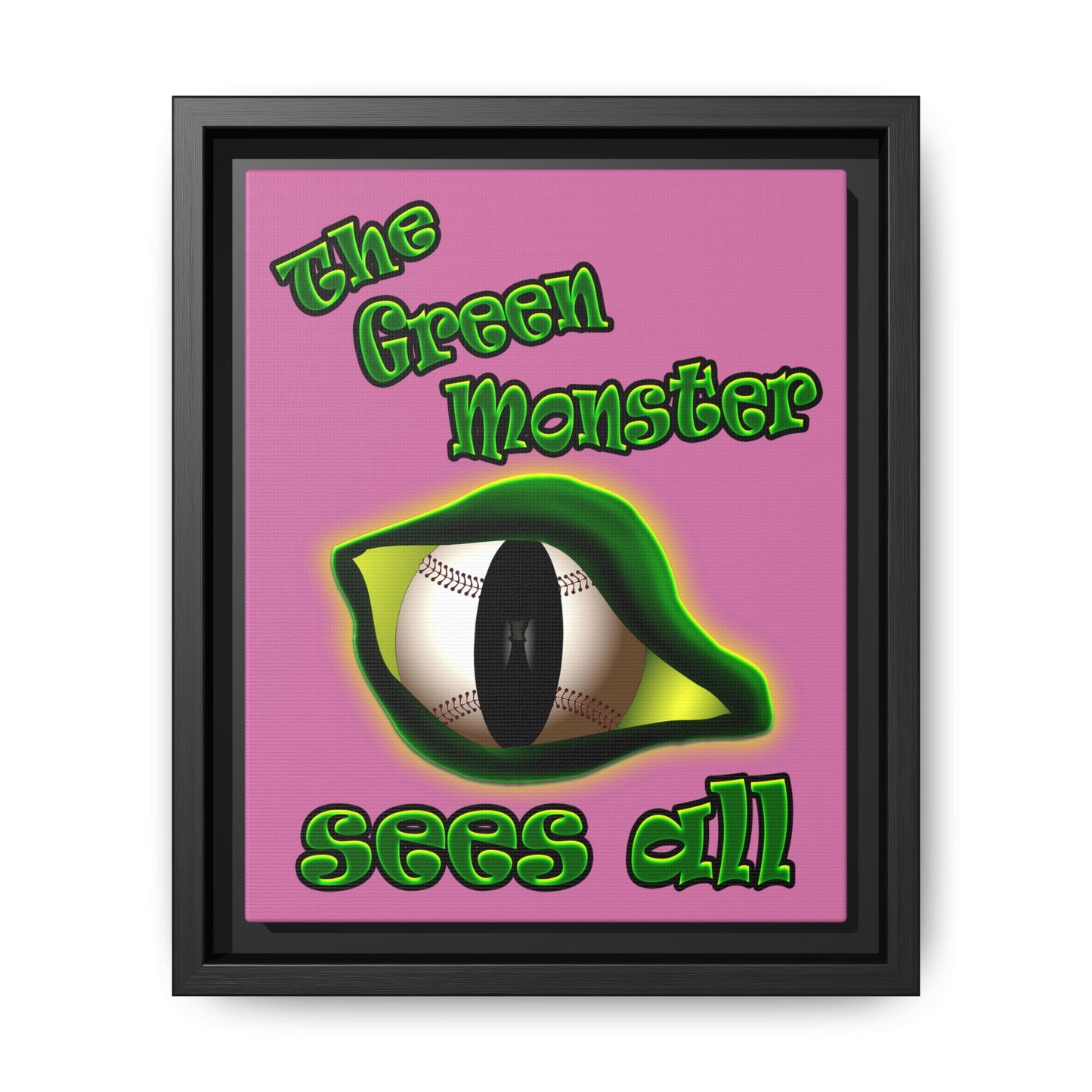 green monster - framed canvas art (light pink)