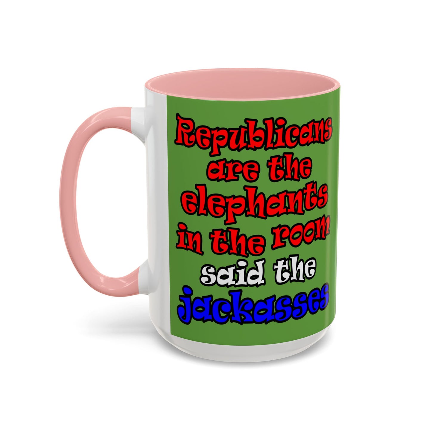 donkeys and elephants - Accent Mug (green)