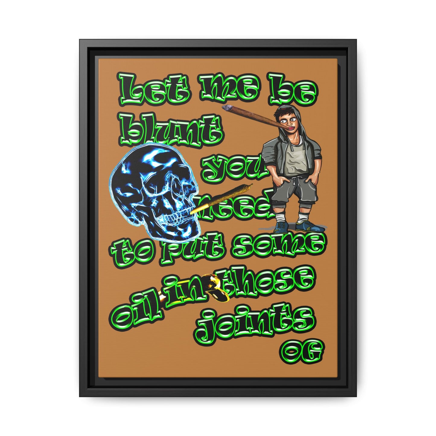 og - framed canvas art (light brown)