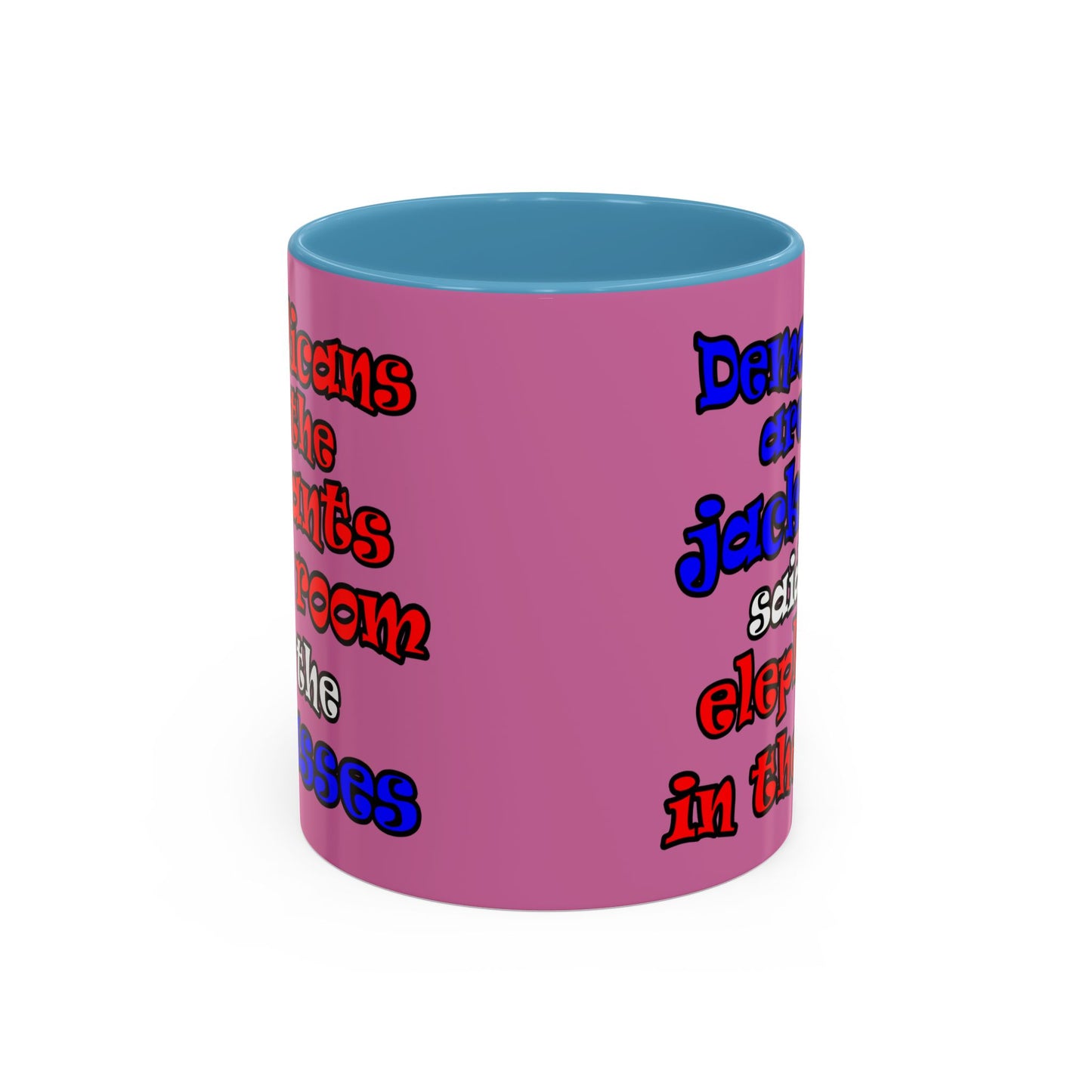donkeys and elephants - Accent Mug (light pink)