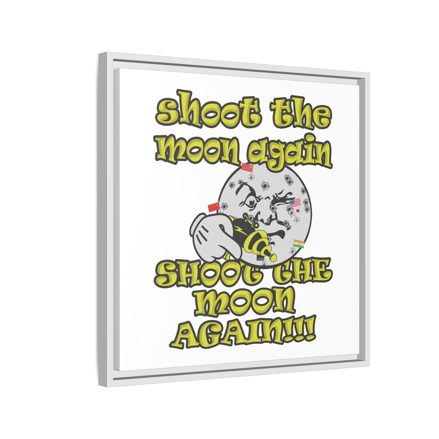 shoot the moon again - framed canvas art (white)