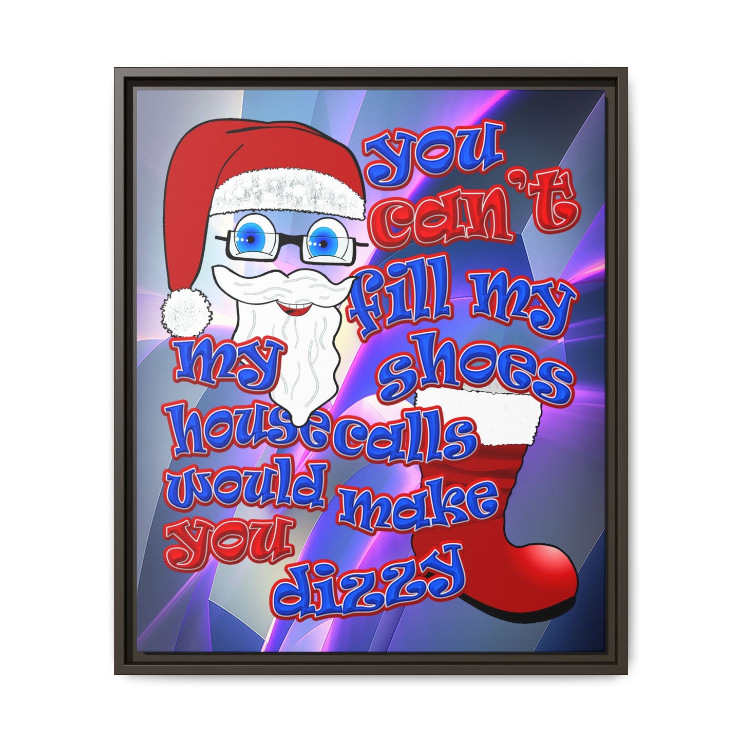 santa's shoes - framed canvas art (grey-pink wave)