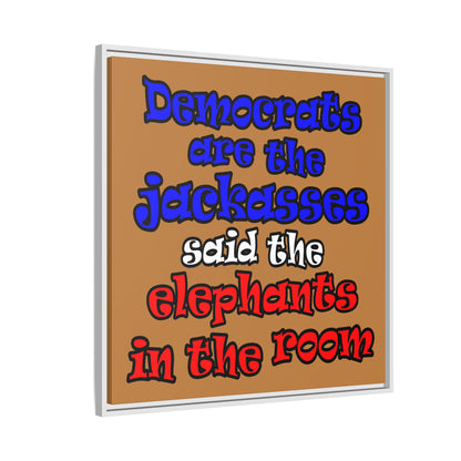 donkeys and elephants - framed canvas art (light brown)