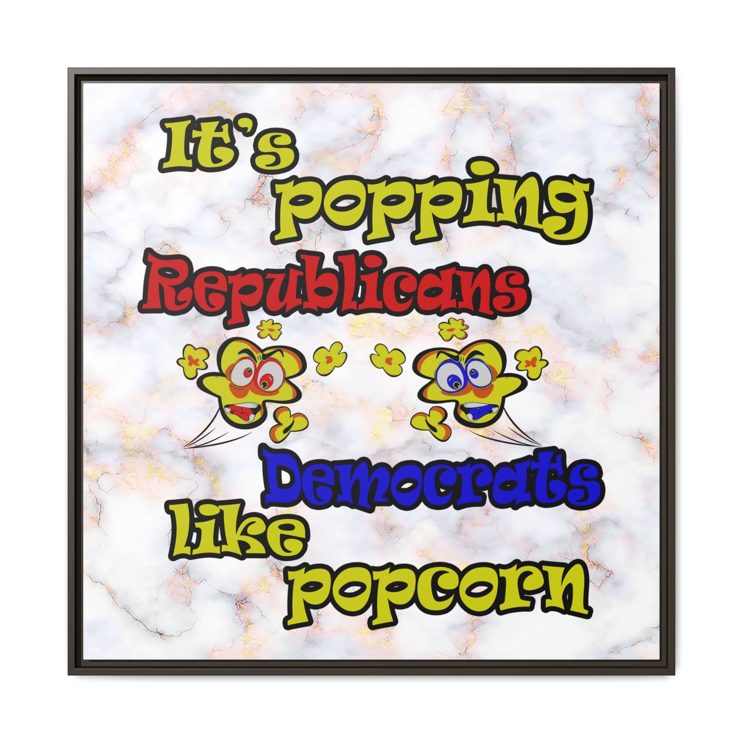 popping like popcorn - framed canvas art (white marble)