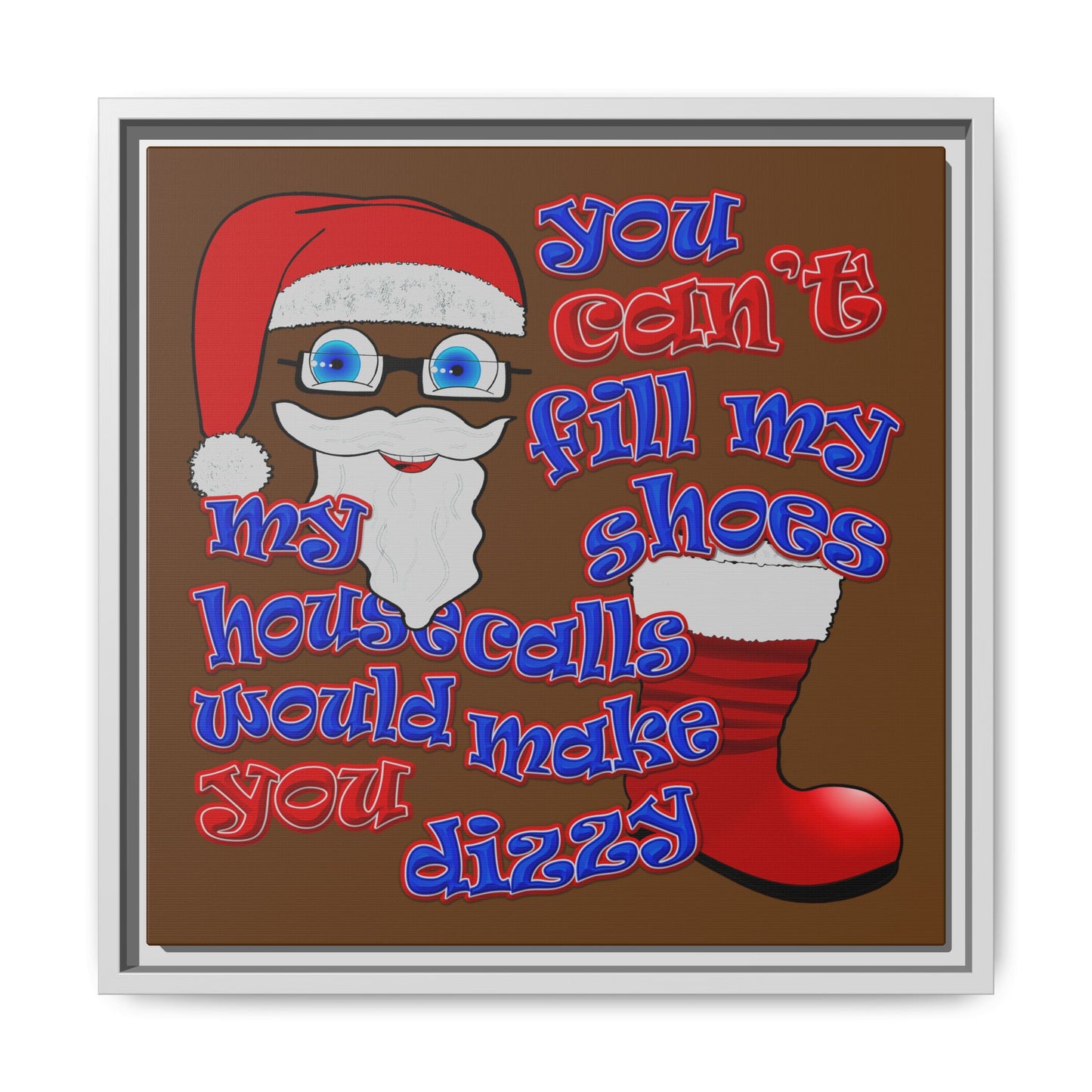 santa's shoes - framed canvas art (brown)