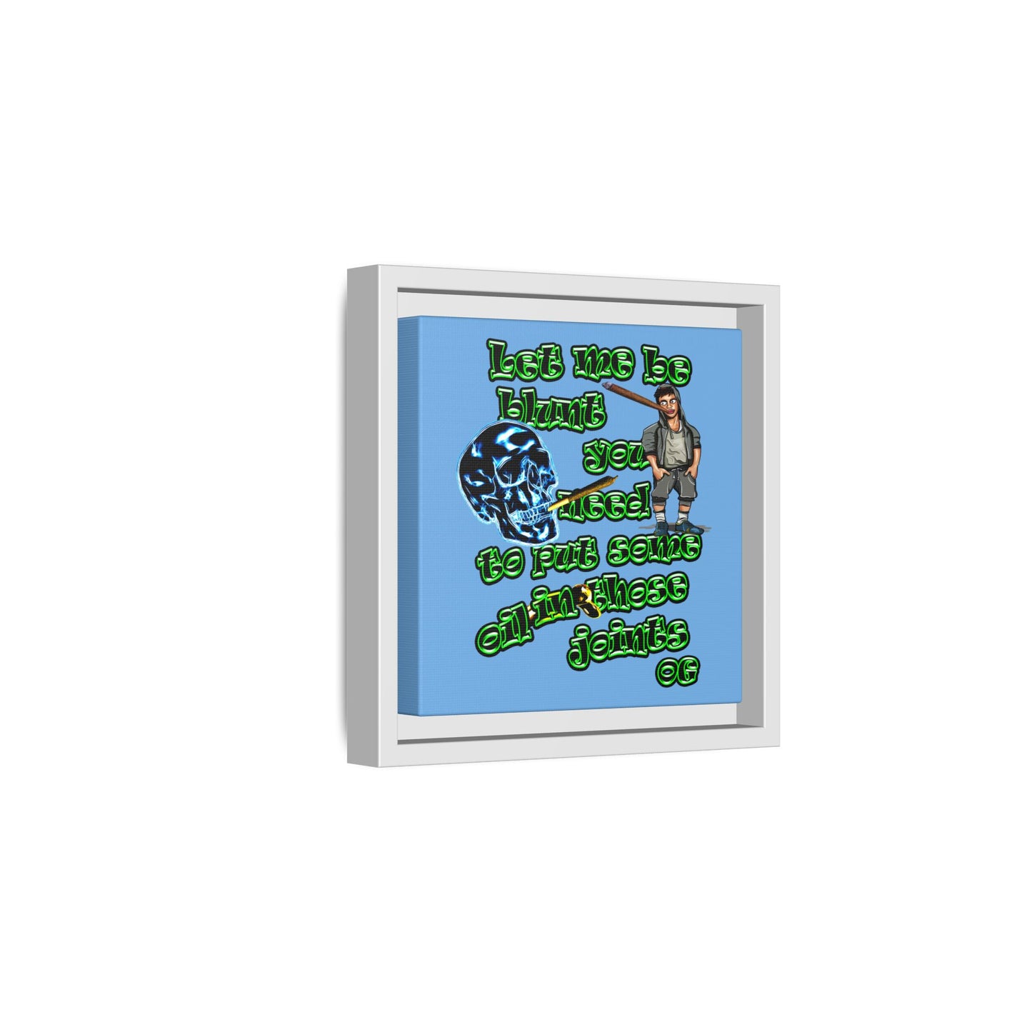 og - framed canvas art (light blue)