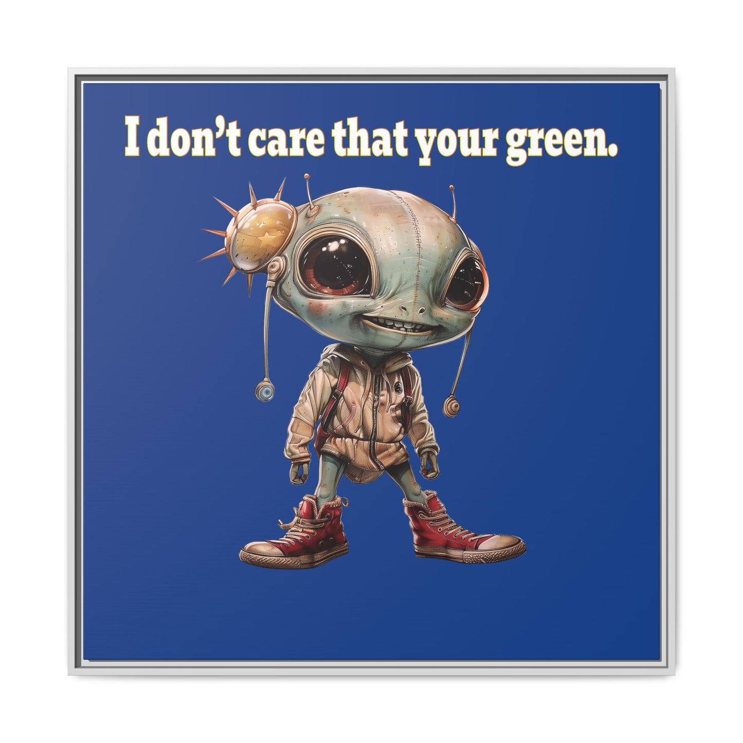 I don't care that your green - framed canvas art (dark blue)