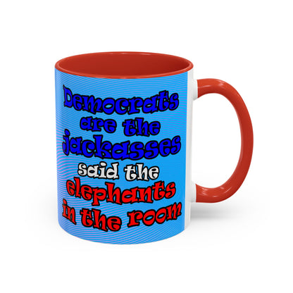 donkeys and elephants - Accent Mug (light blue-purple wave)