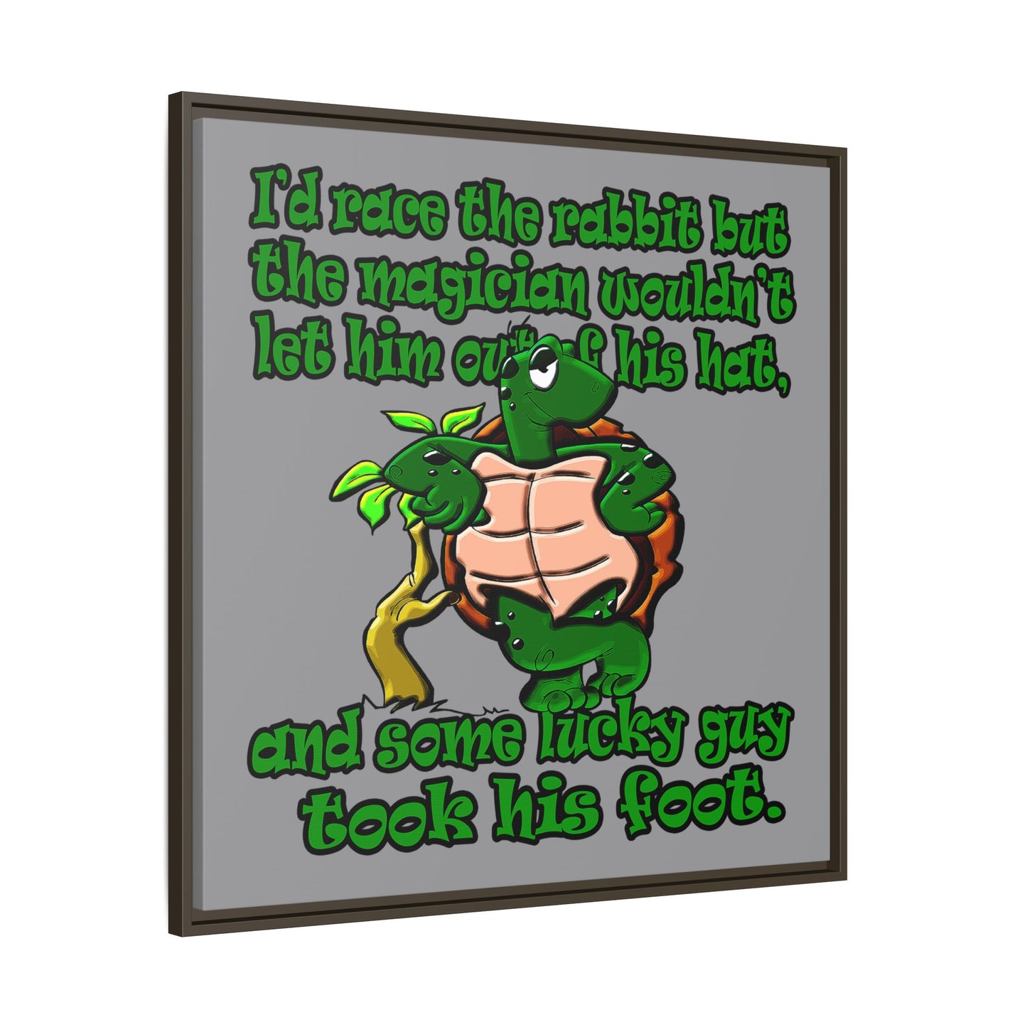 turtle race - framed canvas art (grey)