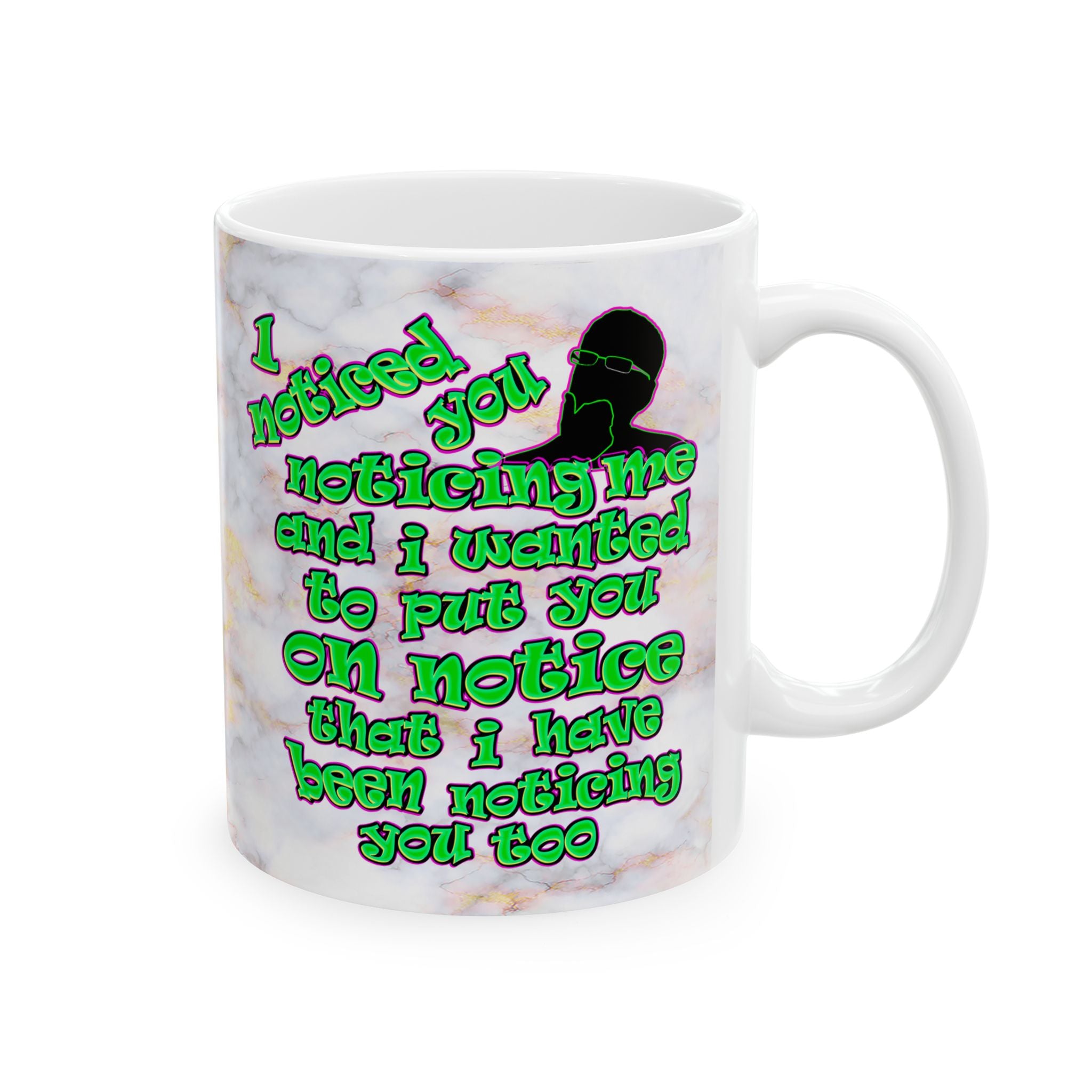 noticed you noticing - White Mug (white marble)