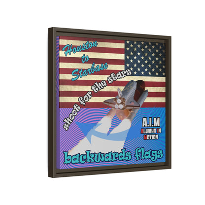 shoot for the stars - framed canvas art (light blue-purple wave)