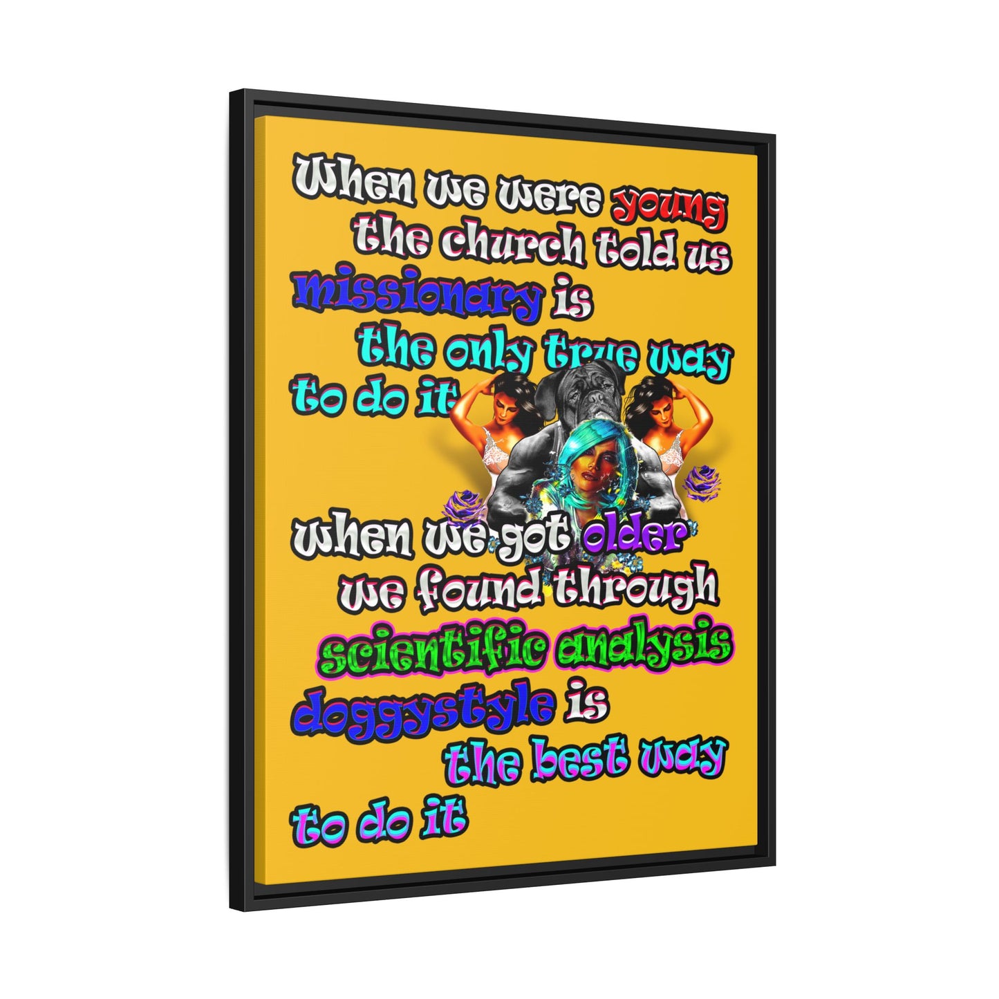 doggystyle - framed canvas art (yellow)