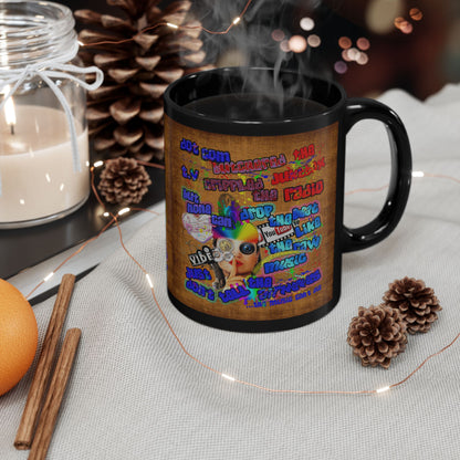 drop the beat - Black Mug (brown papyrus)