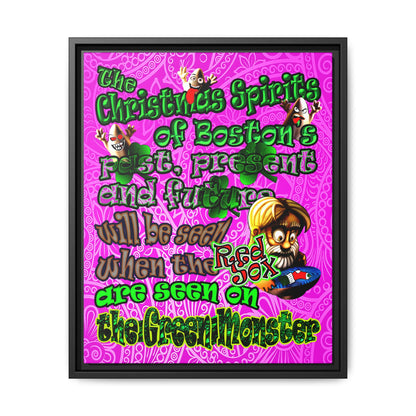 christmas spirits of boston - framed canvas art (pink swirl)