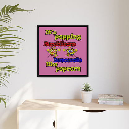 popping like popcorn - framed canvas art (light pink)