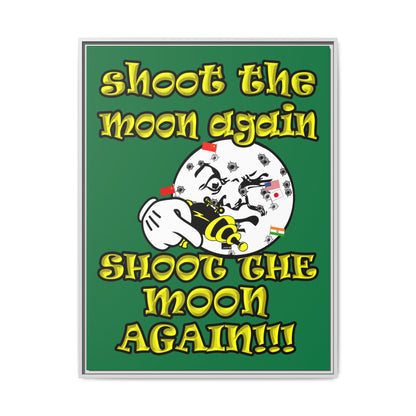 shoot the moon again - framed canvas art (dark green)