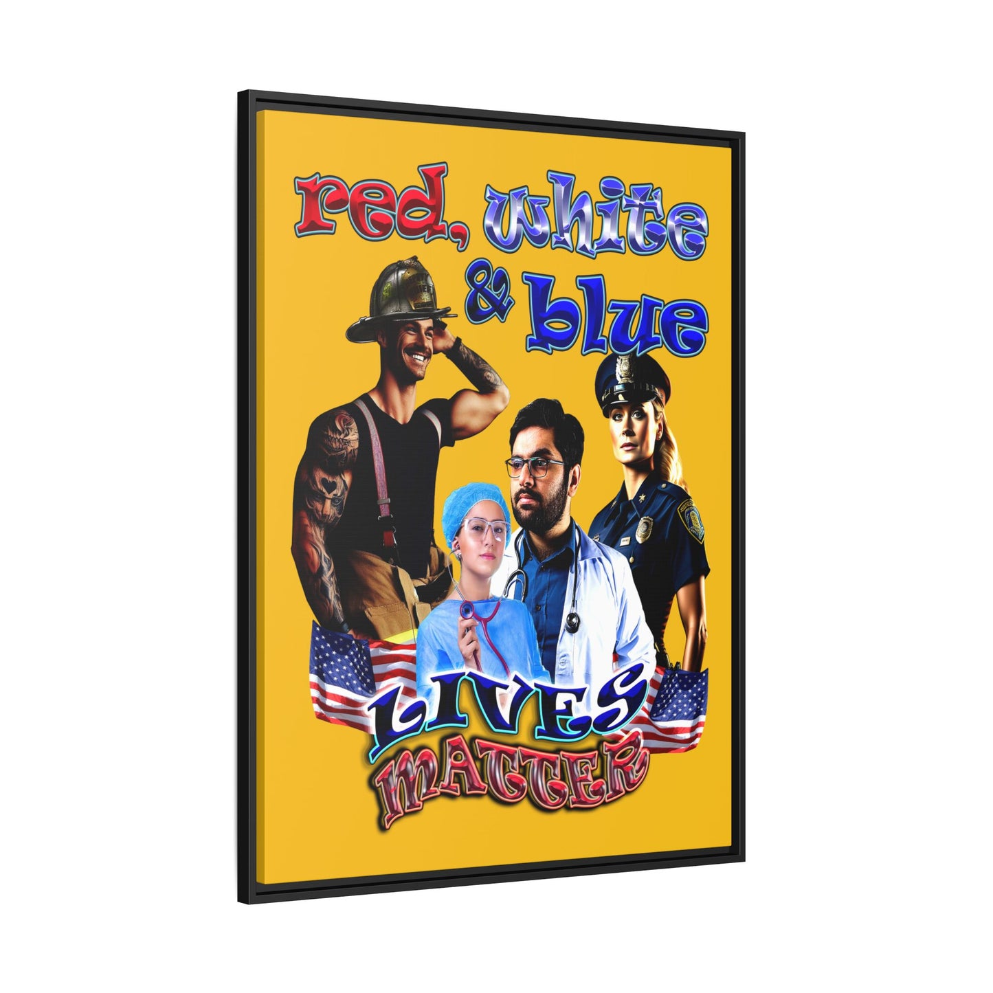 rw&b lives matter - framed canvas art (yellow)