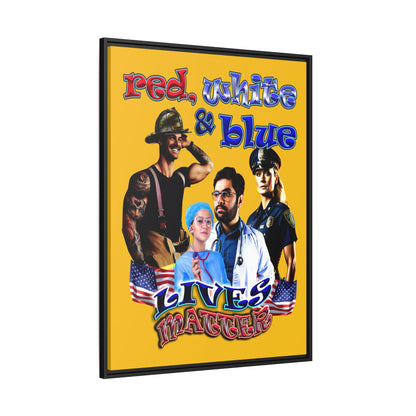 rw&b lives matter - framed canvas art (yellow)