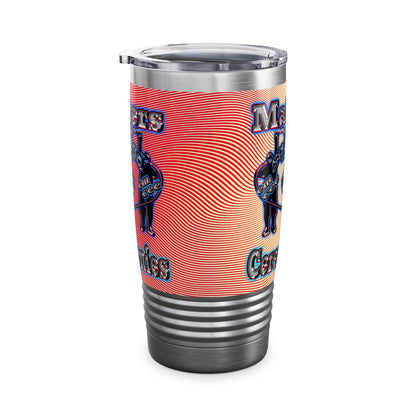 em cee squared - Ringneck Tumbler, 20oz (yellow-orange wave)