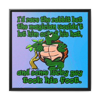 turtle race - framed canvas art (light blue-purple wave)