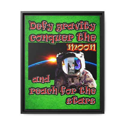 defy conquer reach - framed canvas art (green turf)