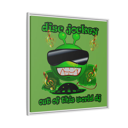 disc jockey - framed canvas art (green)