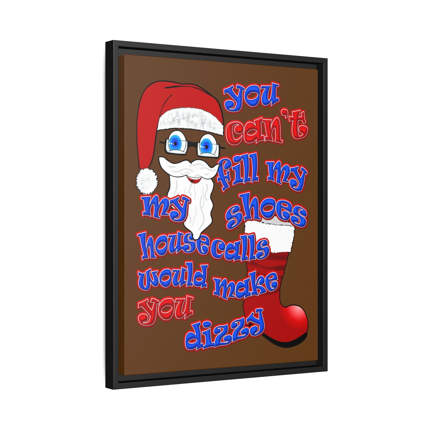 santa's shoes - framed canvas art (brown)