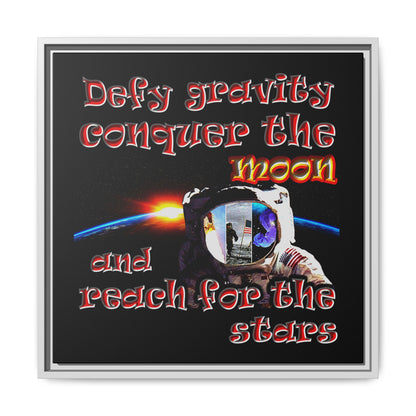 defy conquer reach - framed canvas art (black)