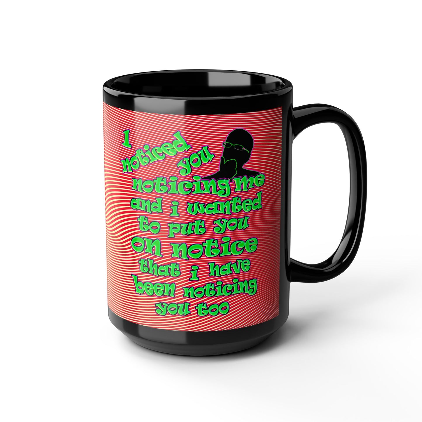 noticed you noticing - Black Mug (yellow-orange wave)