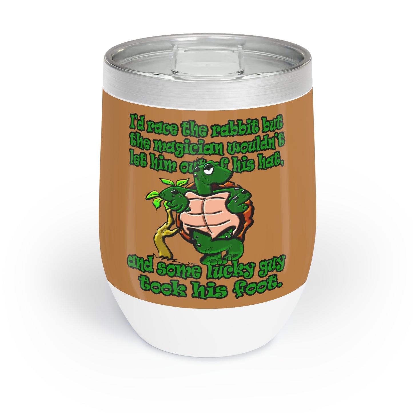 turtle race - Chill Wine Tumbler (light brown)