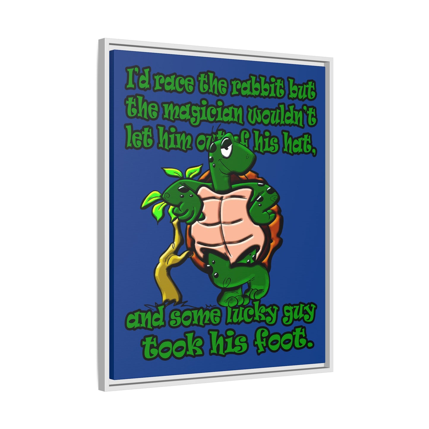 turtle race - framed canvas art (dark blue)