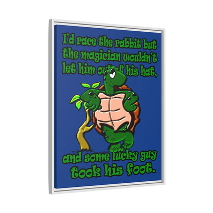 turtle race - framed canvas art (dark blue)
