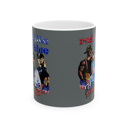 rw&b lives matter - White Mug (dark grey)