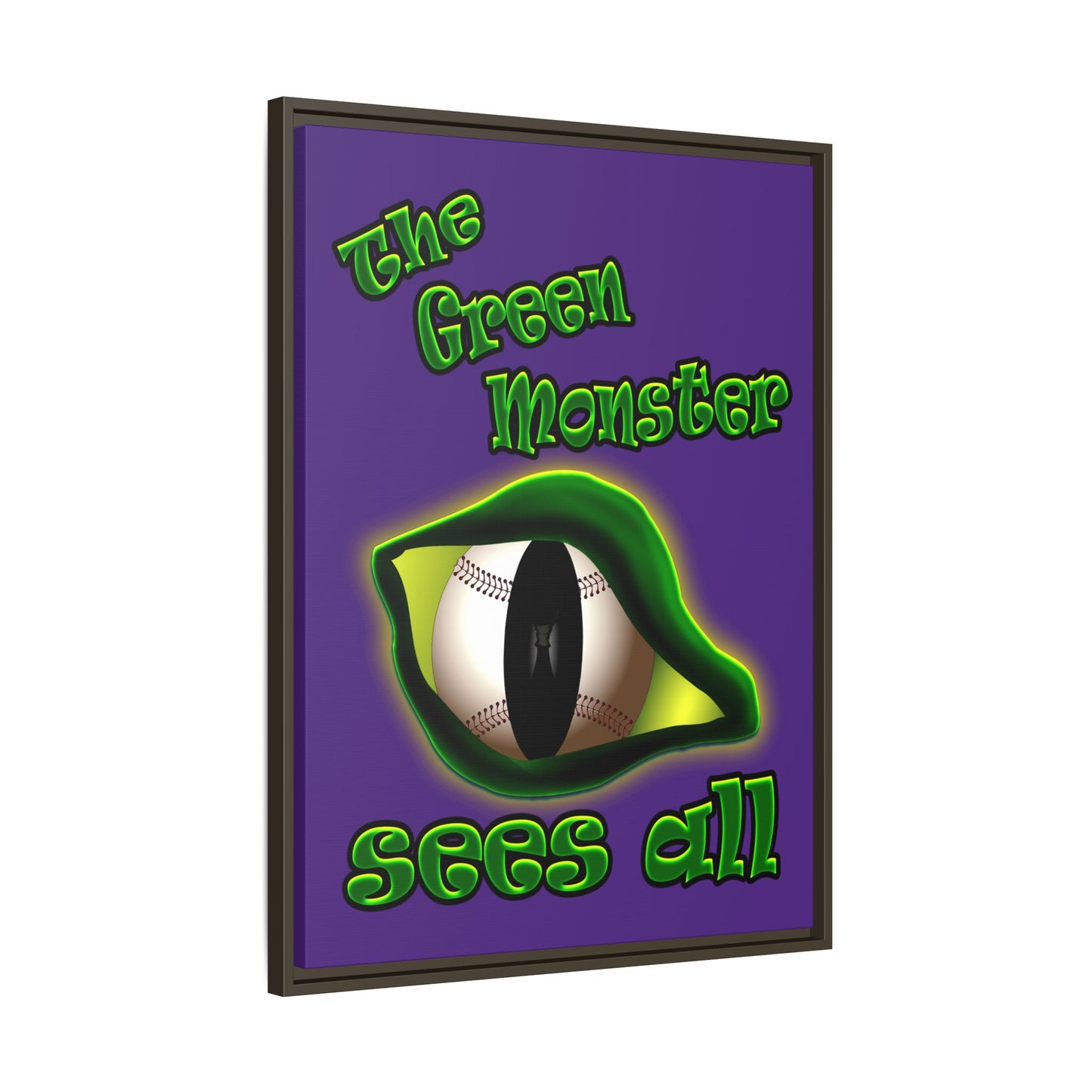 green monster - framed canvas art (purple)