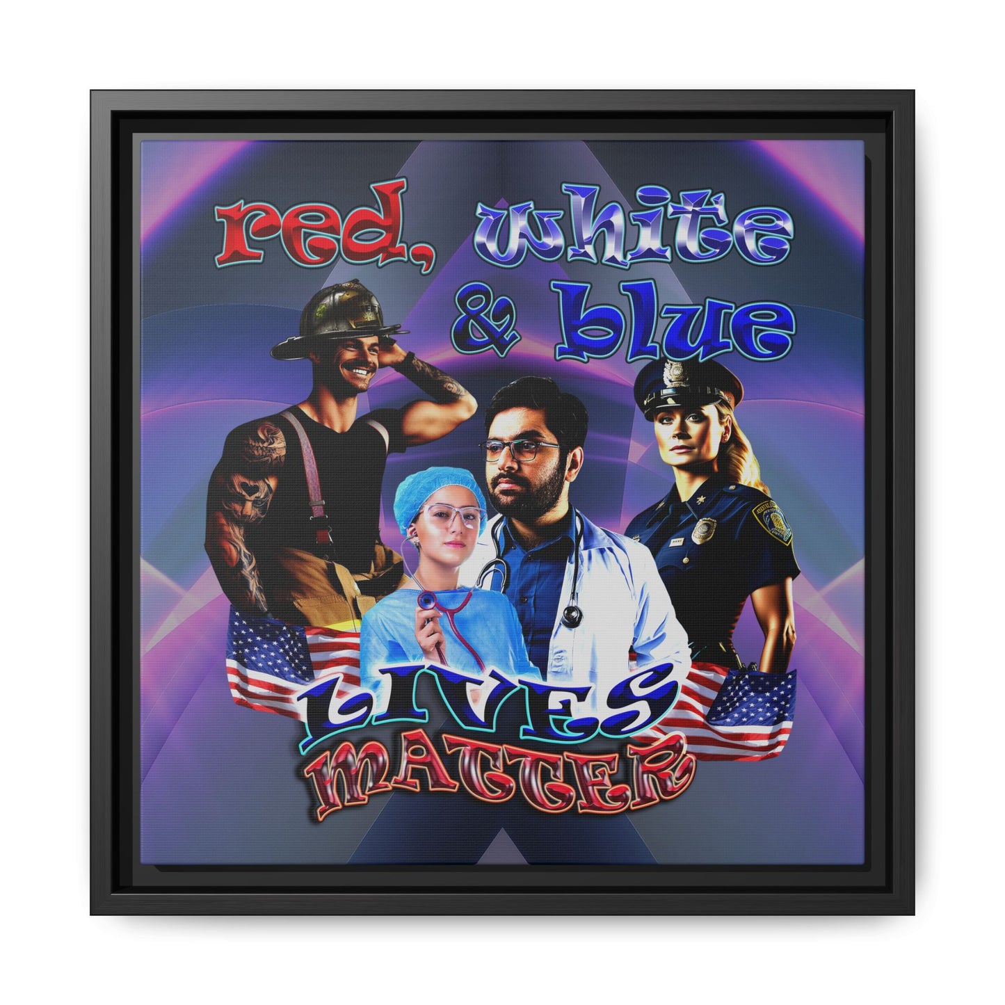 rw&b lives matter - framed canvas art (grey-pink wave)