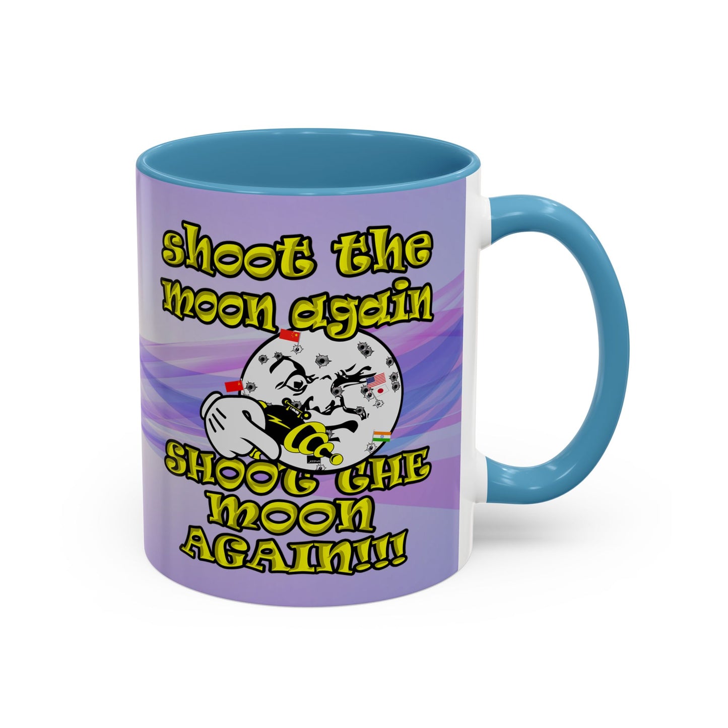 shoot the moon again - Accent Mug (light blue-pink wave)