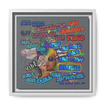 drop the beat - framed canvas art (dark grey)