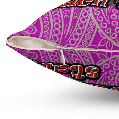 defy conquer reach - Spun Polyester Square Pillow - (pink swirl)
